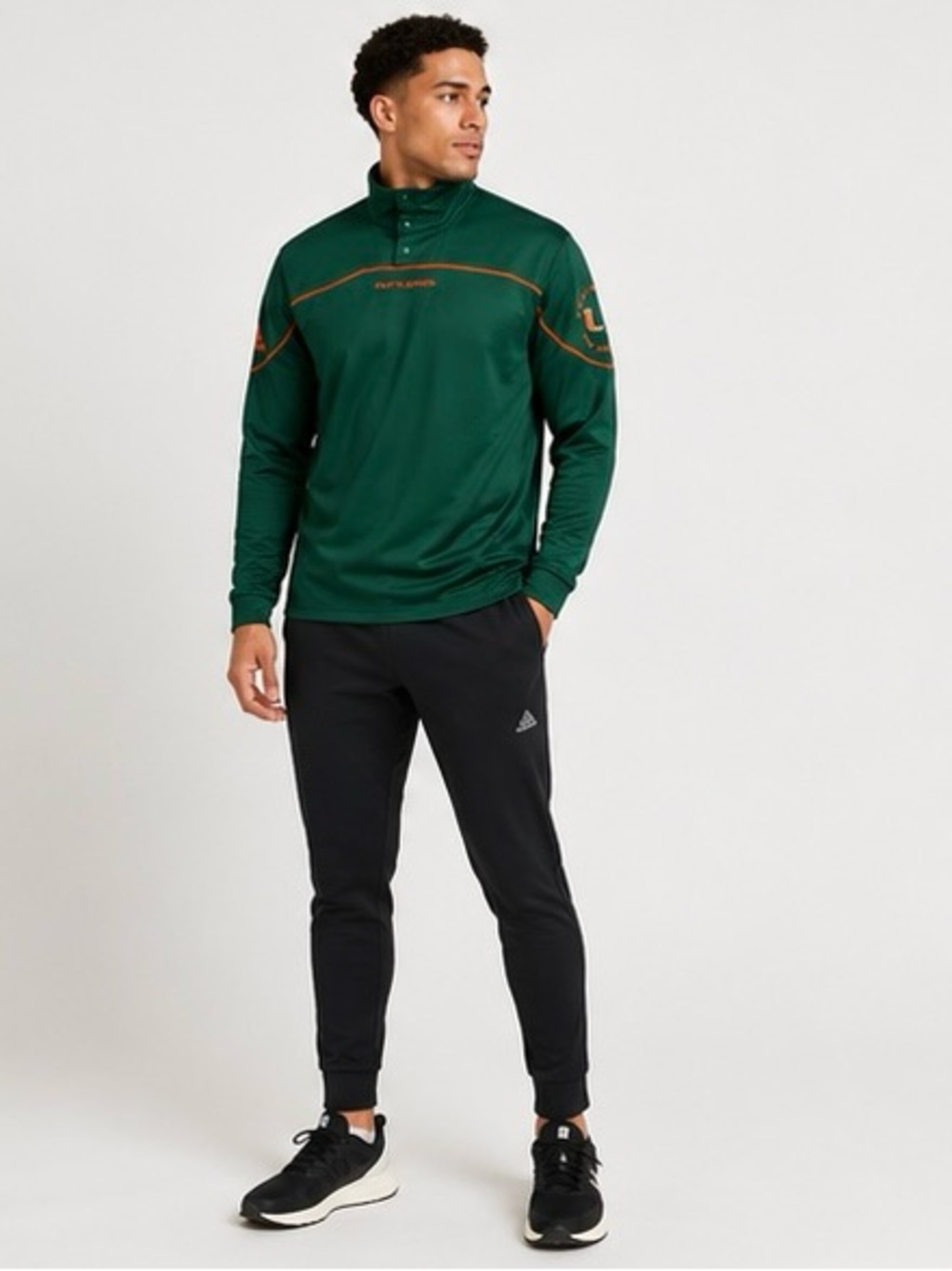 adidas Miami Hurricanes AEROREADY Quarter Snap Pullover Jacket Green Men’s - Picture 3 of 12